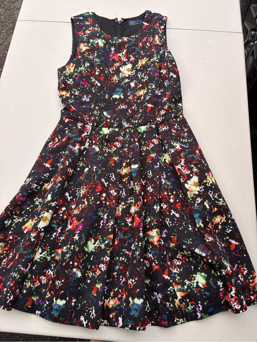 GAP Black Multi-Color Splatter Midi Dress